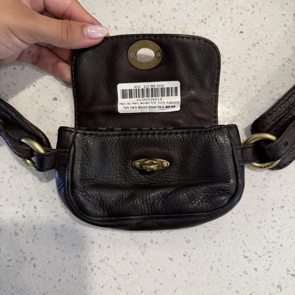 Vintage Marc By Marc Jacobs Dark Brown Leather Waist Pack Belt Bag Y2K 2000s